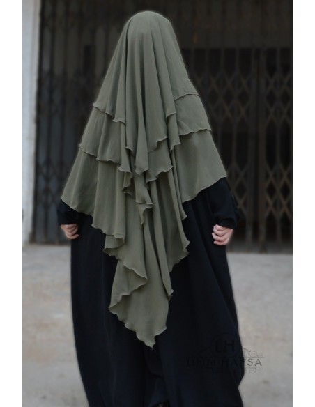 Khimar 3 sluiers Umm Hafsa - Olijf Khaki