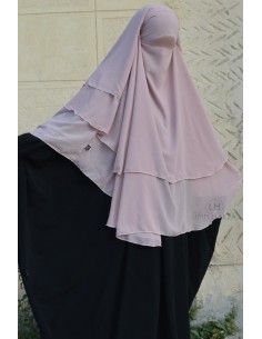 Khimar 3 voiles Umm Hafsa - Rose Poudré