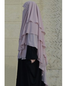 Khimar 3 velos Umm Hafsa - Rosa empolvado 2