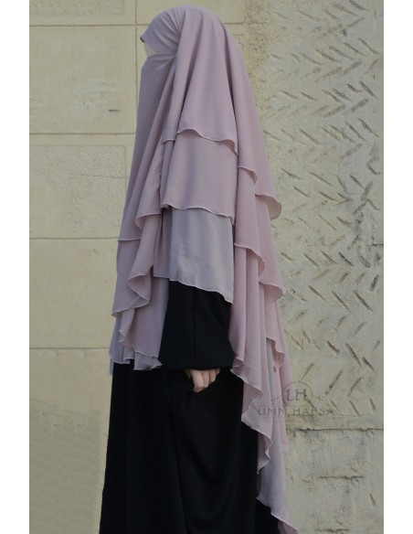 Khimar 3 véus Umm Hafsa - Cor-de-rosa