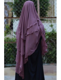 Khimar 3 voiles Umm Hafsa - Vieux Mauve