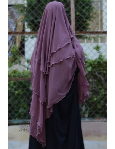 Khimar 3 slöjor Umm Hafsa - Gammal mauve-Hijab/Khimar Umm Hafsa-Maktaba-Ahloulhadith