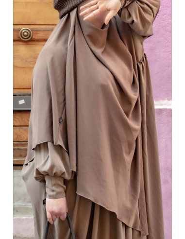 Khimar Triangle "Maxi" Umm Hafsa - Castanho cinzento-Hijab/Khimar Umm Hafsa-Maktaba-Ahloulhadith