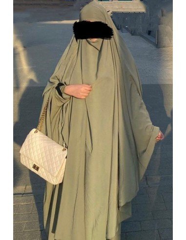 Big Khimar & Big Niqab Umm Hafsa - Gris Oliva-Hijab/Khimar Umm Hafsa-Maktaba-Ahloulhadith