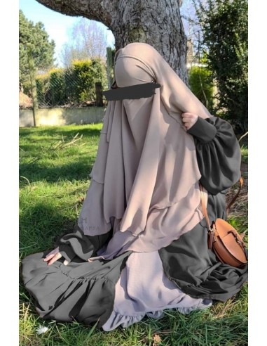 Kim'Abaya Umm Hafsa - Grijs-Kimono Umm Hafsa-Maktaba-Ahloulhadith