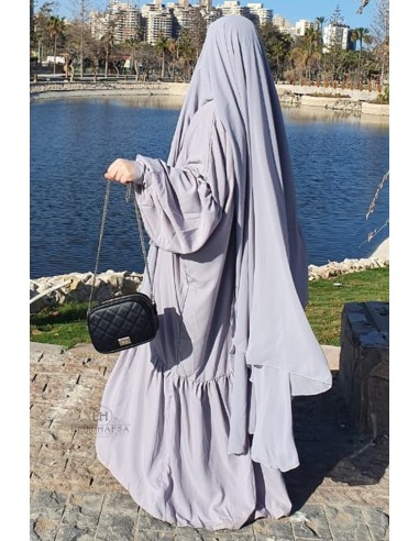 Kim'Abaya Umm Hafsa - Azul cinzento-Kimono Umm Hafsa-Maktaba-Ahloulhadith