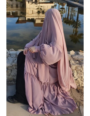 Kim'Abaya Umm Hafsa - Cor-de-rosa-Kimono Umm Hafsa-Maktaba-Ahloulhadith
