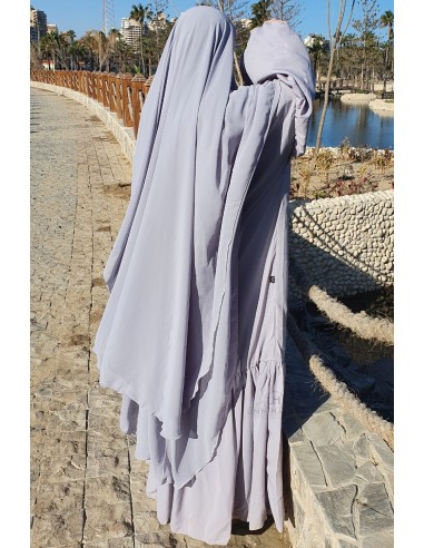 Khimar Amira Umm Hafsa - Grey Blue-Hijab/Khimar Umm Hafsa-Maktaba-Ahloulhadith