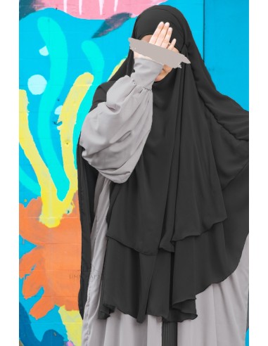 Khimar Amira Umm Hafsa - Svart-Hijab/Khimar Umm Hafsa-Maktaba-Ahloulhadith