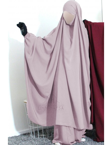 Big jilbab two pieces "JUPE" umm hafsa - Powder Pink