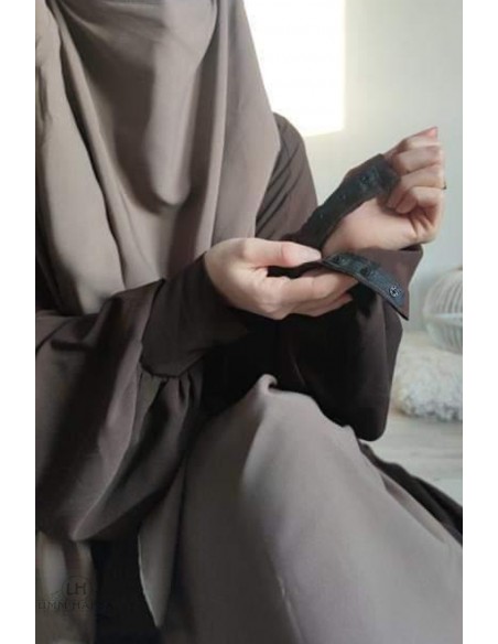 Abaya de encaixe Hafsa - Castanho