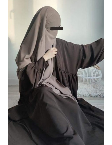 Abaya con clip Hafsa - Marrón