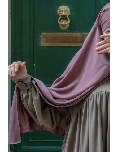 Abaya a clips Hafsa - Taupe-Abaya Hafsa a clips-Maktaba-Ahloulhadith