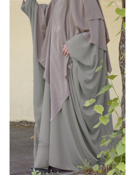 Abaya a farfalla Umm Hafsa - Grigio oliva