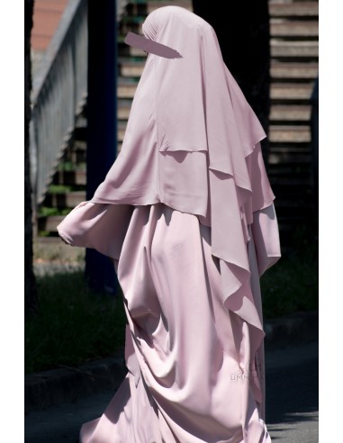Trekantet Khimar med to lag Umm Hafsa – Pudderrosa-Khimar Umm Hafsa-Maktaba-Ahloulhadith