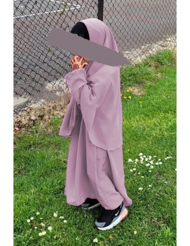 Abaya Hijab flicka Umm hafsa - Puderrosa-Set för abaya/hijab-Maktaba-Ahloulhadith
