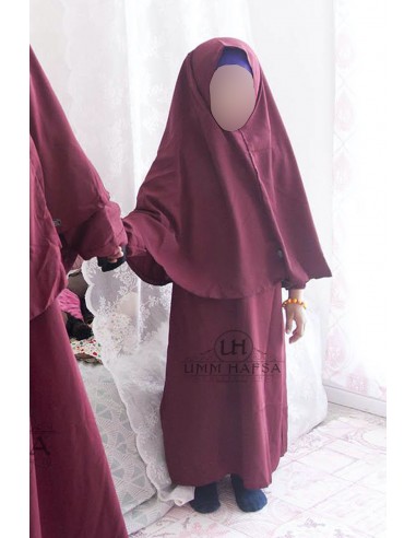 Abaya Hijab flicka Umm hafsa - Bordeaux-Set för abaya/hijab-Maktaba-Ahloulhadith