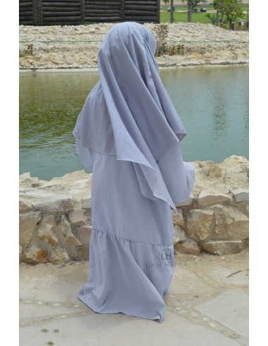 Abaya Binti by Umm Hafsa - Bleu Gris-Abaya Fille-Maktaba-Ahloulhadith