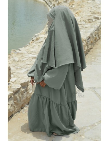 Abaya Binti by Umm Hafsa - Gris Olive-Abaya Fille-Maktaba-Ahloulhadith