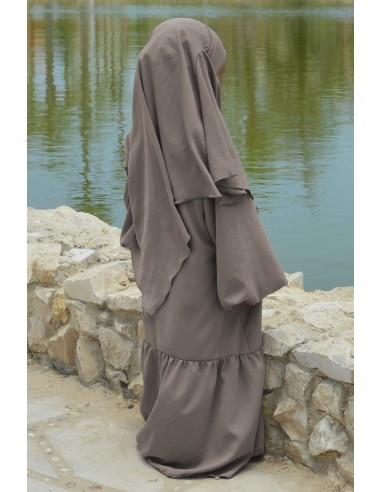 Abaya Binti by Umm Hafsa - Ash brown-Abaya Girl-Maktaba-Ahloulhadith