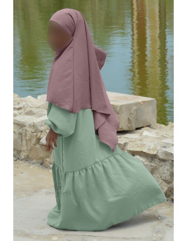 Abaya Binti da Umm Hafsa - Verde água-Rapariga Abaya-Maktaba-Ahloulhadith