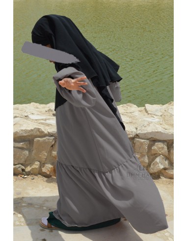 Abaya Binti da Umm Hafsa - Cinzento-Rapariga Abaya-Maktaba-Ahloulhadith