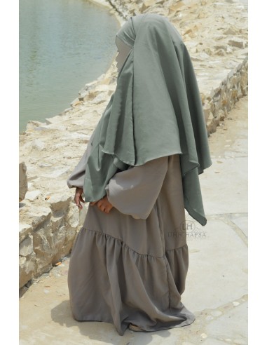 Khimar Binti de Umm Hafsa - Gris Oliva-Hijab / Khimar niño-Maktaba-Ahloulhadith