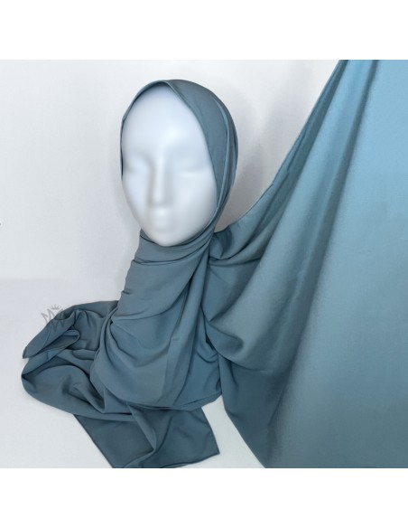 Hijab Seda de Medina 190×70cm Lenço Maysam - Azul fumado