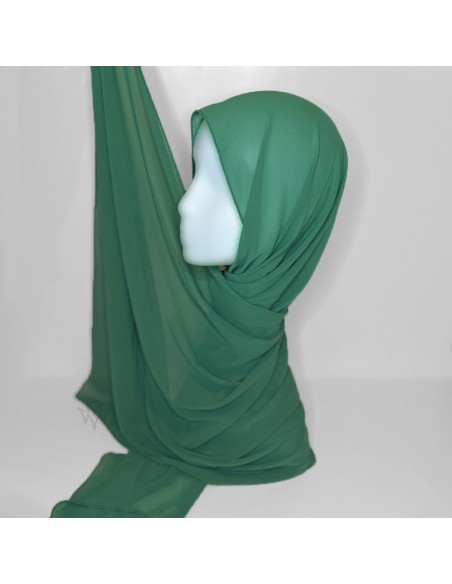 Hijab Mousseline Premium 205×75cm Châle Maysam - Vert