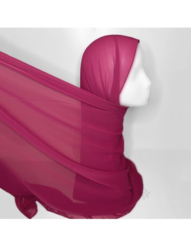 Hijab Mousseline Premium 170×65cm Châle Maysam - Fuchsia-Mousseline Premium 170 x 65 cm-Maktaba-Ahloulhadith