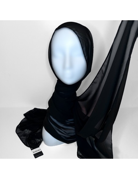 Xaile de musselina Premium 180×70cm Maysam - Preto