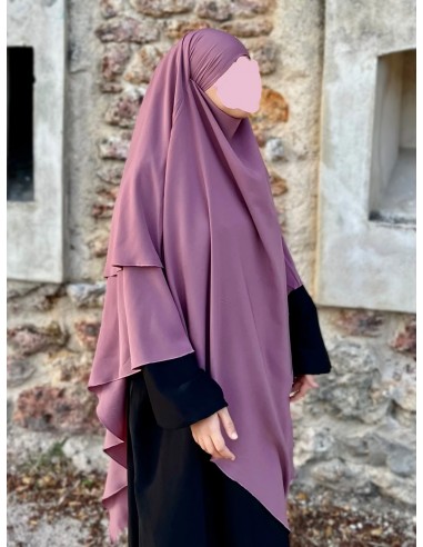 Khimar triangel två slöjor Umm Hafsa - rosenträ-Hijab/Khimar Umm Hafsa-Maktaba-Ahloulhadith