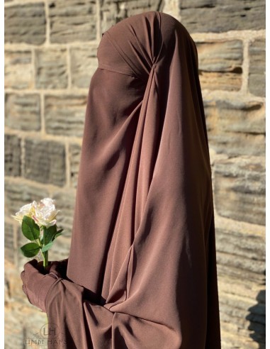 Medio niqab 45cm de Umm Hafsa - Marrón-Niqab Umm Hafsa-Maktaba-Ahloulhadith