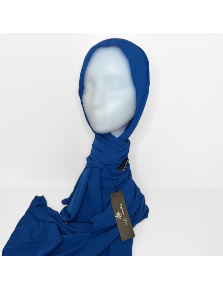 Hijab Soie de Médine 170×65cm Foulard Maysam - Bleu bleuet