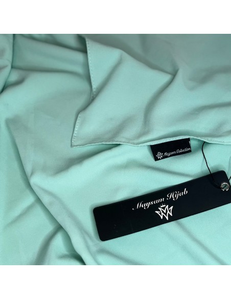 Hijab Soie de Médine 180×70cm Foulard Maysam - Bleu Menthe