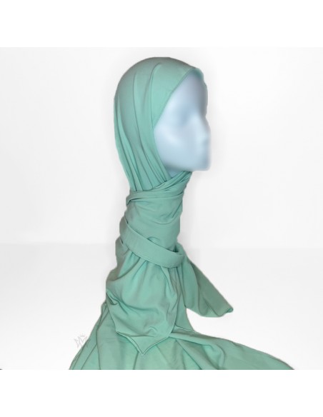 Hijab Soie de Médine 180×70cm Foulard Maysam - Bleu Menthe