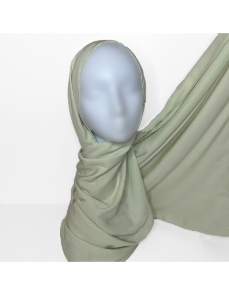 Hijab de seda de Medina 205×75cm Pañuelo Maysam - Verde pálido