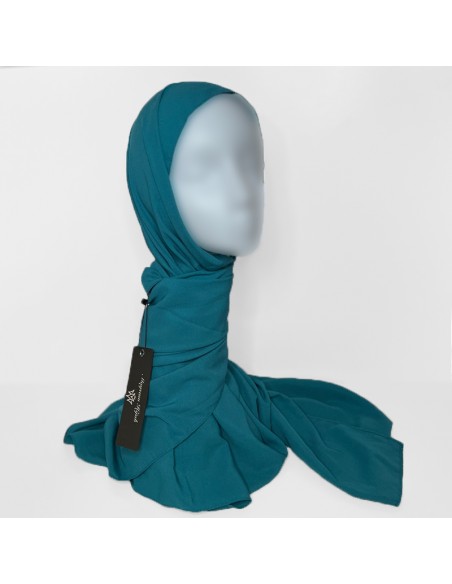 Hijab i Medina-silke 190×70 cm Maysam-skjerf – Turkisblå