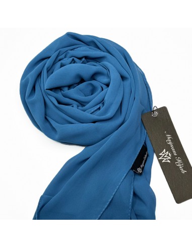 Premium Chiffong Hijab 190×70cm Maysam Sjal - Turkos Blå-Premium muslin 190×70cm-Maktaba-Ahloulhadith