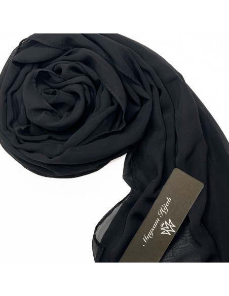 Hijab Mousseline Premium 180×70cm Châle Maysam - Noir