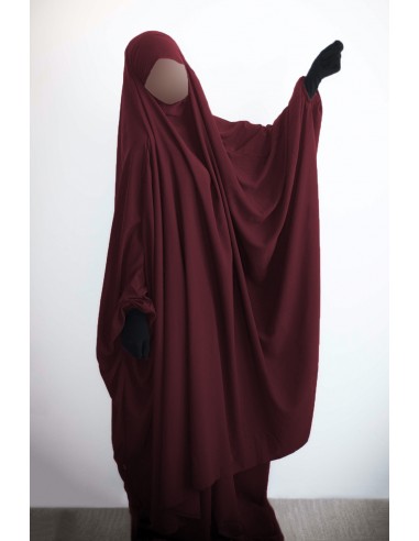 Grote jilbab twee stukken "JUPE" umm hafsa - Bordeaux-Jilbab Umm Hafsa-Maktaba-Ahloulhadith