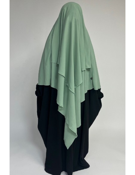 Khimar triangle deux voiles Umm Hafsa - Vert d'eau