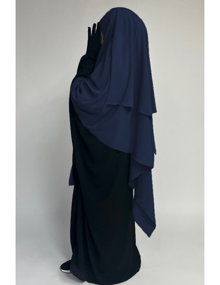 Khimar triangle two veils Umm Hafsa - Blue