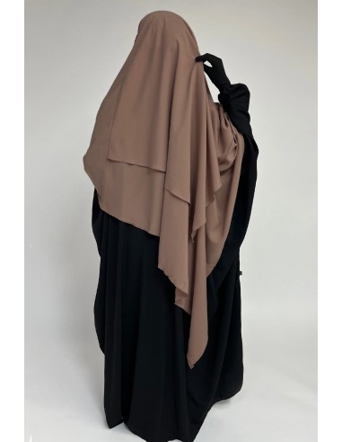 Khimar triangle deux voiles Umm Hafsa - Café com leite-Hijab/Khimar Umm Hafsa-Maktaba-Ahloulhadith