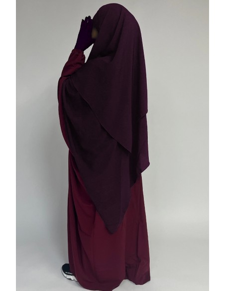 Khimar triangel två slöjor Umm Hafsa - Plommon