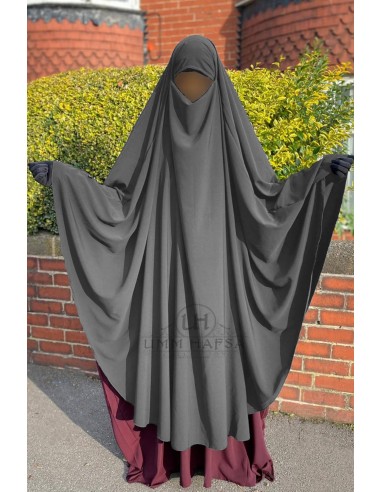 Butterfly Khimar & Niqab Umm Hafsa - Cinzento-Hijab/Khimar Umm Hafsa-Maktaba-Ahloulhadith