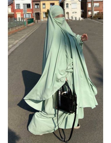 Khimar e Niqab a farfalla Umm Hafsa - Verde acqua-Hijab/Khimar Umm Hafsa-Maktaba-Ahloulhadith