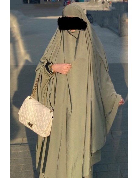 Khimar & Niqab fjäril Umm Hafsa - Olivgrå