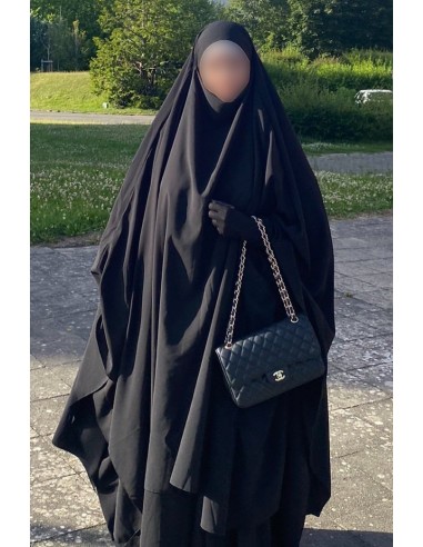 Khimar & Niqab borboleta Umm Hafsa - Preto-Khimar & Butterfly Niqab-Maktaba-Ahloulhadith