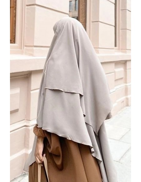 Khimar triângulo dois véus Umm Hafsa - Taupe